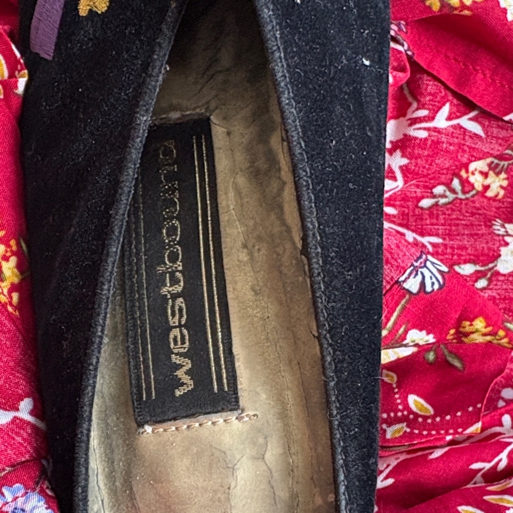 Westbound Black Embroidered Mules - Picture 2 of 6